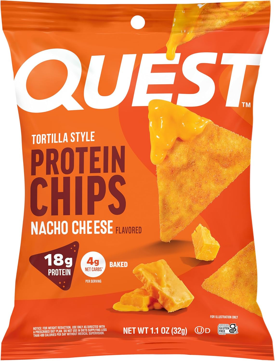 Nutrition Nacho Cheese Tortilla Style Protein Chips (Pack of 12)