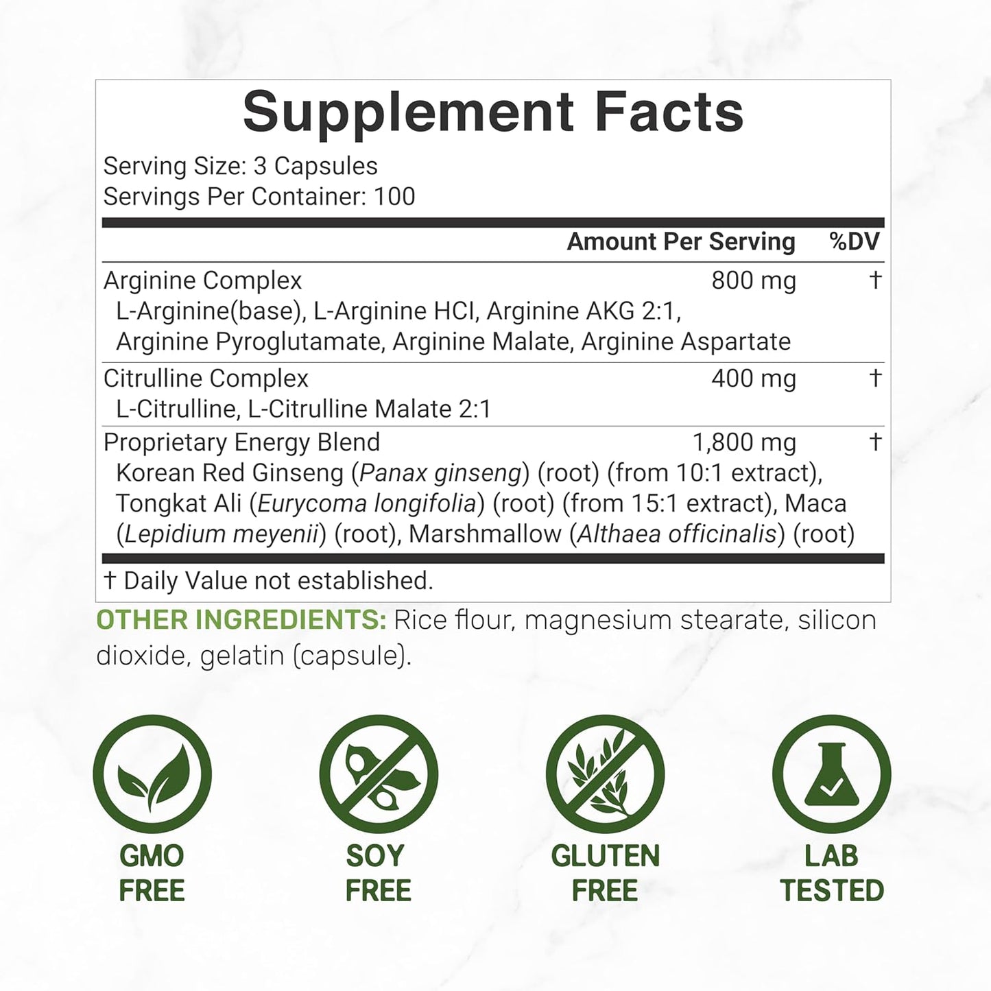 Nitric Oxide Supplement 3,000Mg, 300 Capsules 