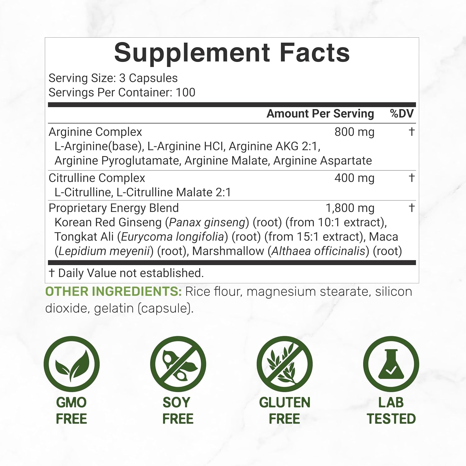 Nitric Oxide Supplement 3,000Mg, 300 Capsules 