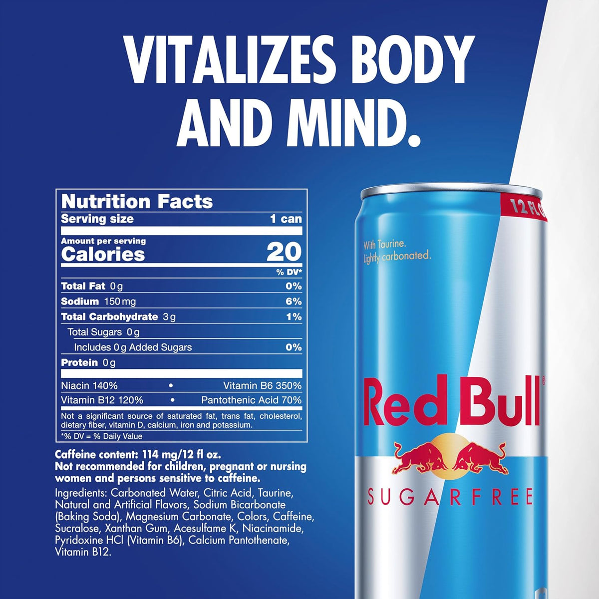 Red Bull Sugar Free Energy Drink, 12 Fl oz, Pack of 24 Cans