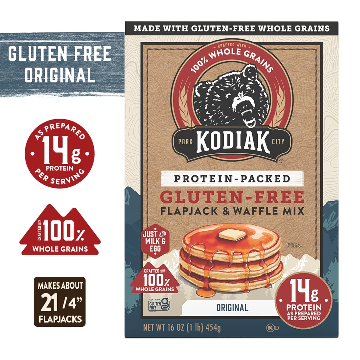Kodiak Cakes Frontier Oat Gluten Free Protein Pancake and Waffle Mix (Pack of 6)