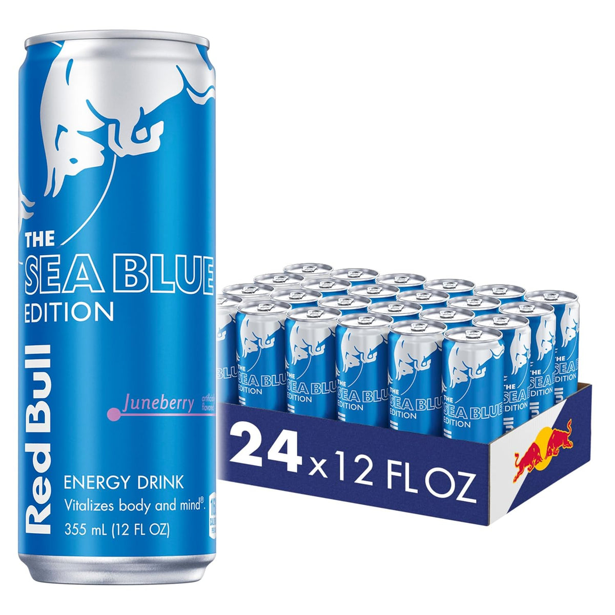 Red Bull Sea Blue Edition Energy Drink, Juneberry, 12 Fl oz, Pack of 24 Cans