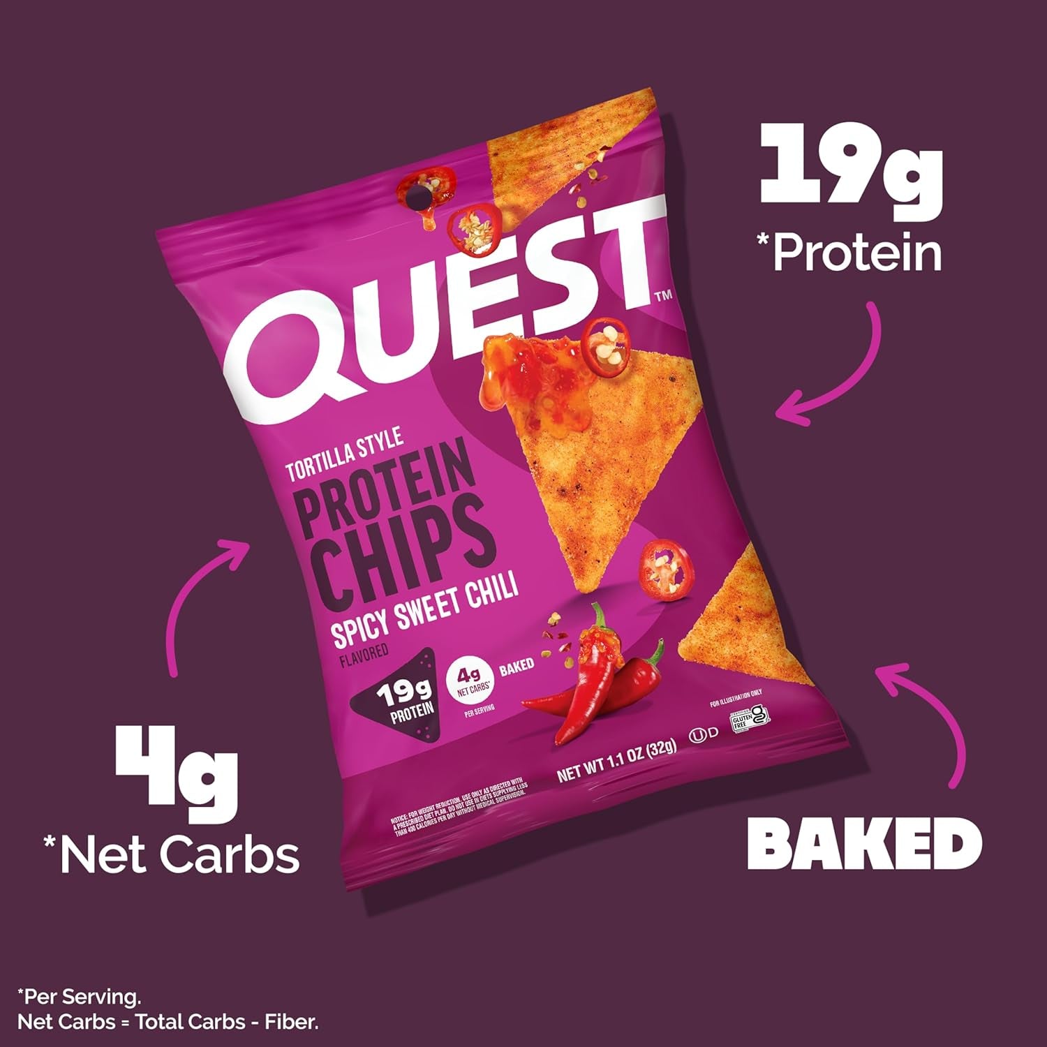 Nutrition Spicy Sweet Chili Tortilla Chip (Pack of 12)