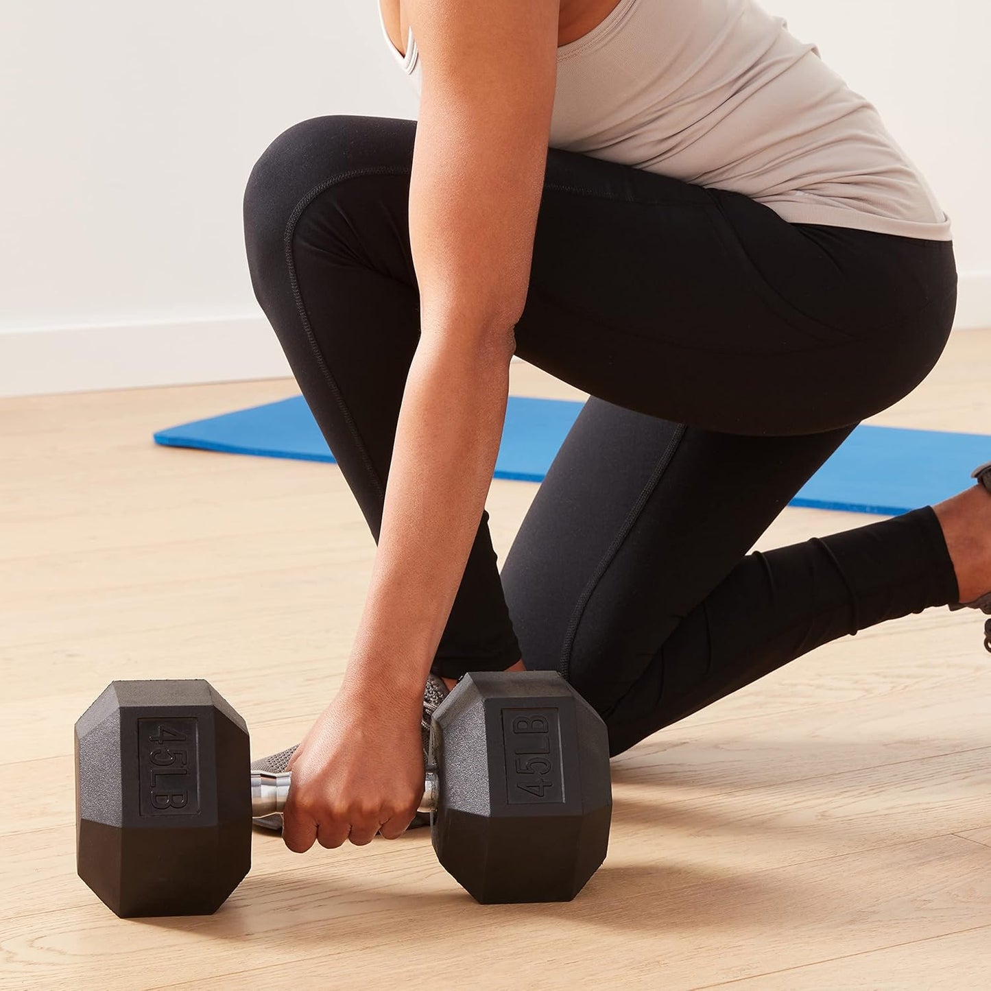 45 Rubber Hex Dumbbell Hand Weight