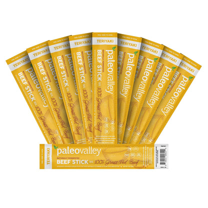 Paleovalley 100% Grass Fed Teriyaki Beef Sticks - Delicious Gluten Free Beef Snack