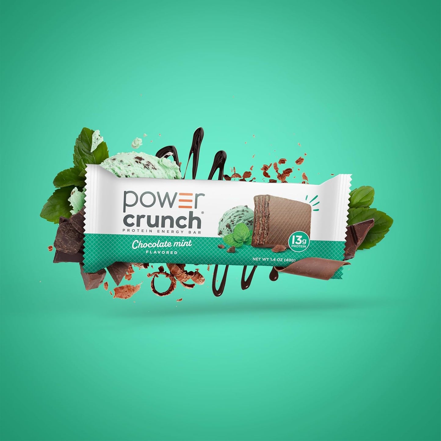 Power Crunch Protein Energy Wafer Bars, Chocolate Mint (12 Count)