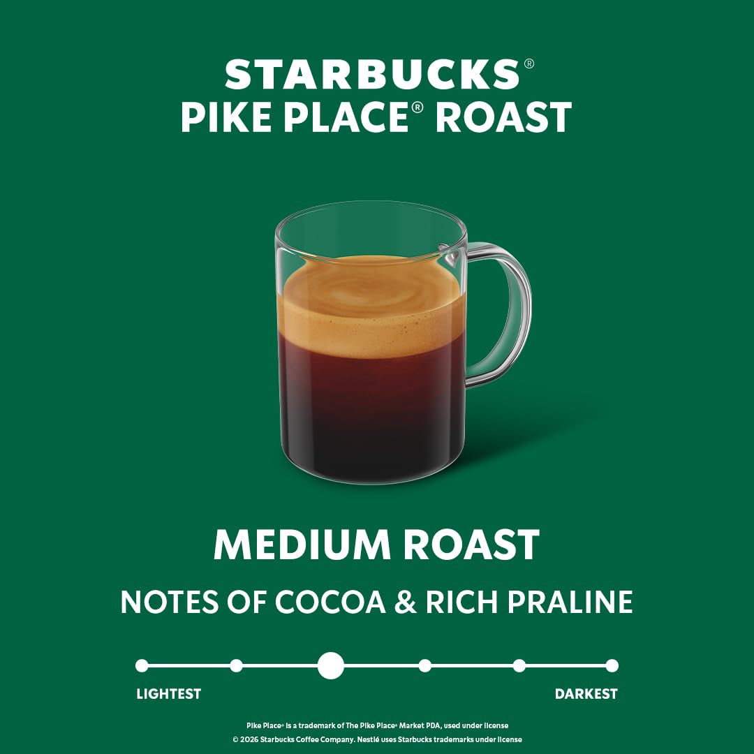 Starbucks by Nespresso Vertuo, Pike Place, Medium Roast Coffee, Brews 7.8 oz.