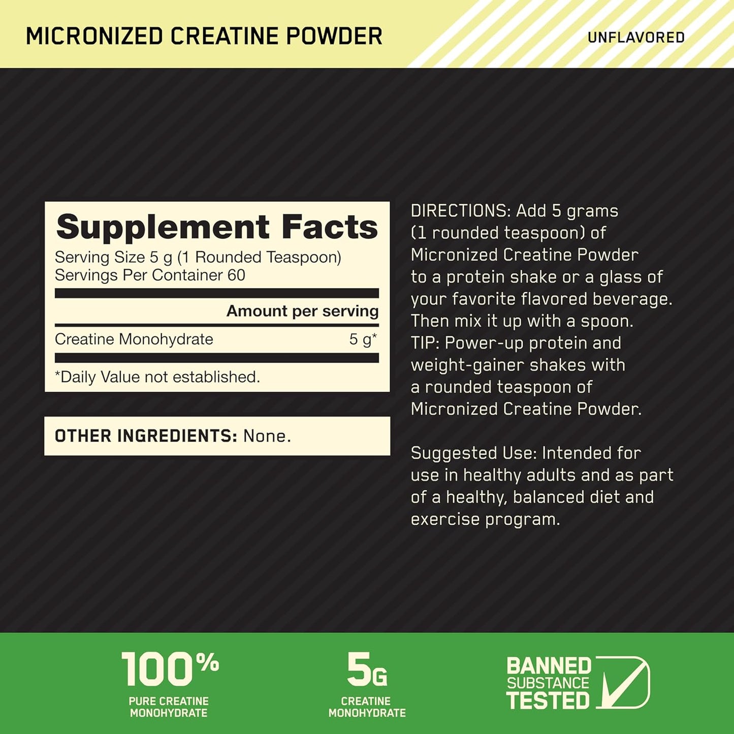 Optimum Nutrition Micronized Creatine Monohydrate Powder