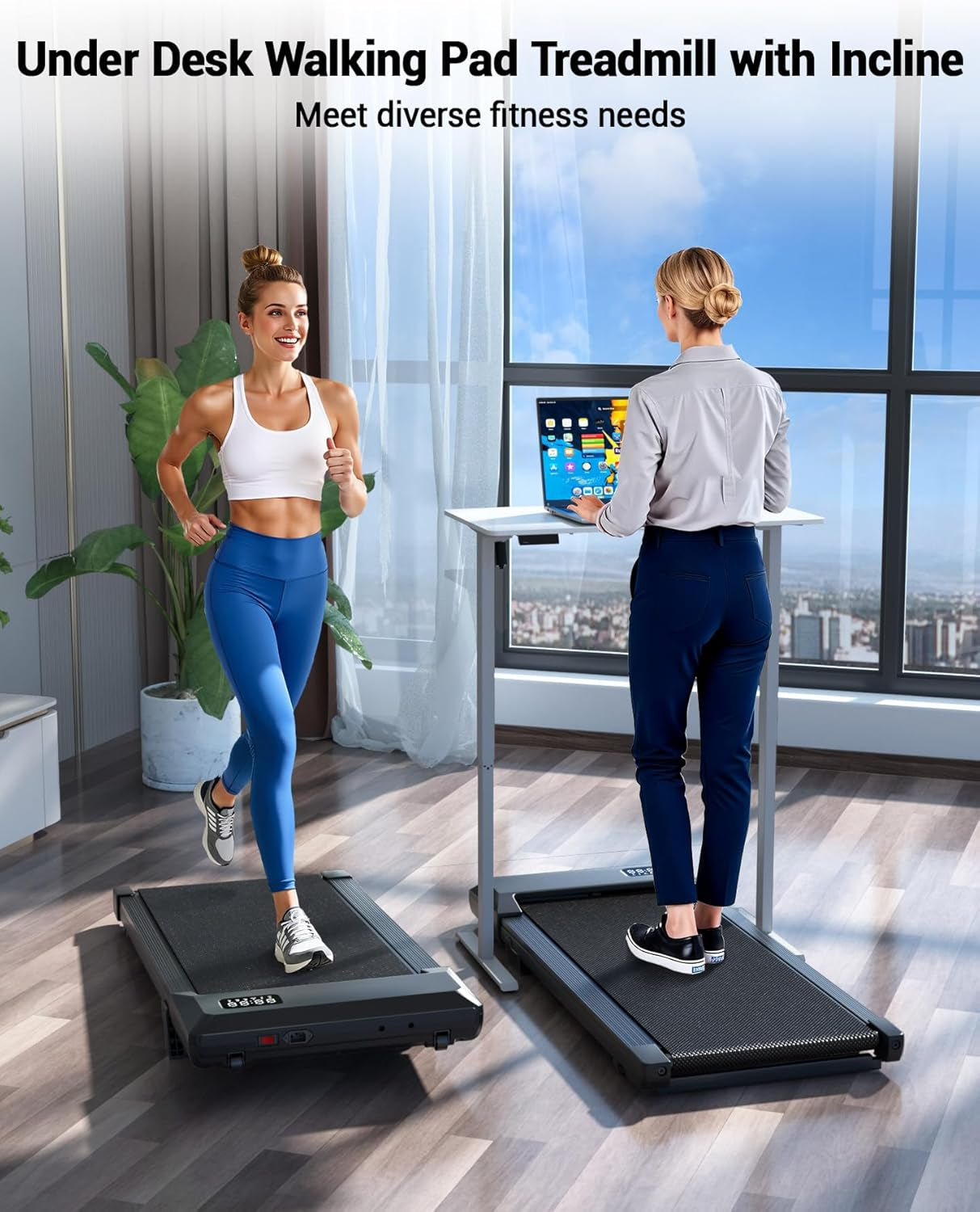 DeerRun Under Desk Walking Pad Treadmill for Home & Office