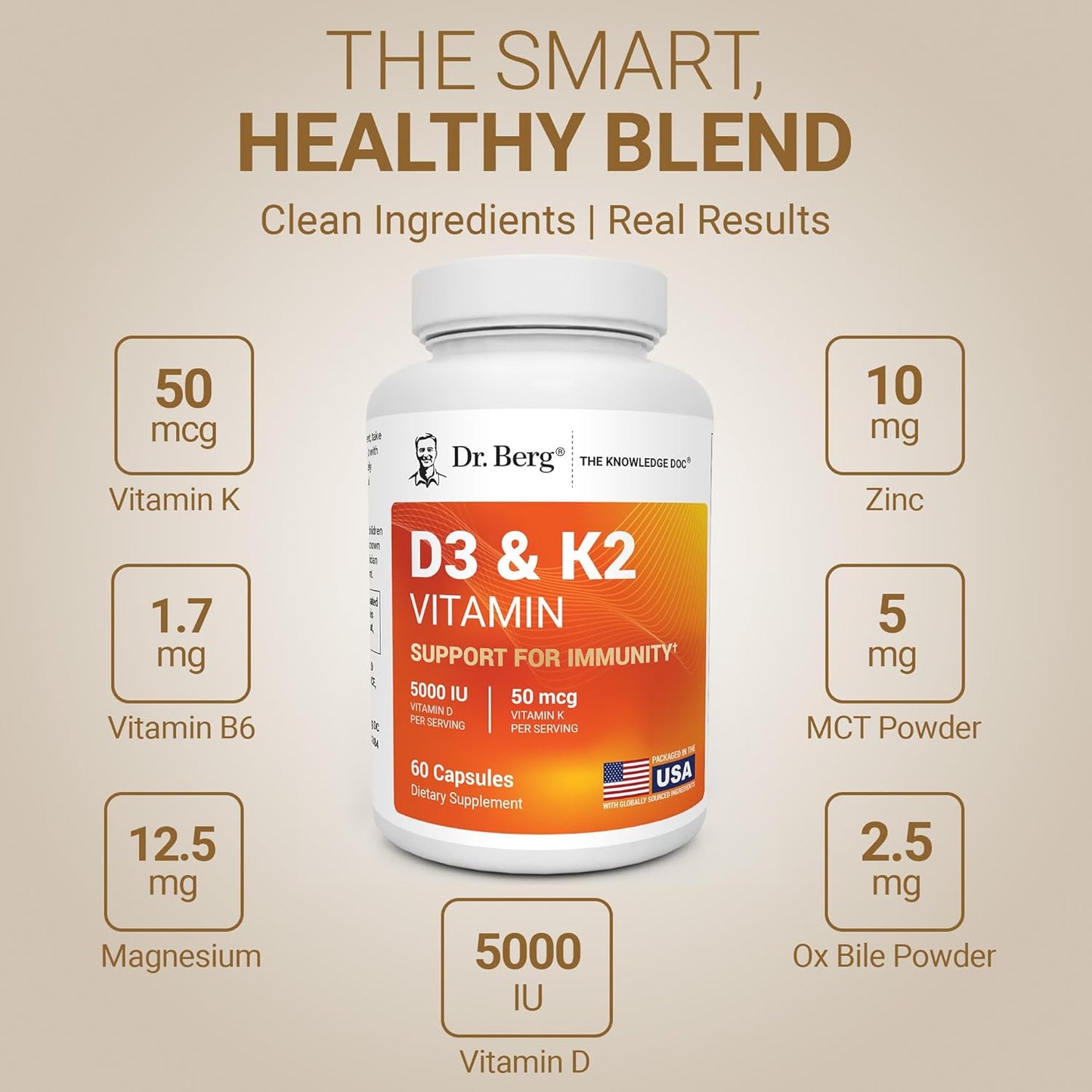 Dr. Berg Maximum Strength 2-in-1 Vitamin D3 K2