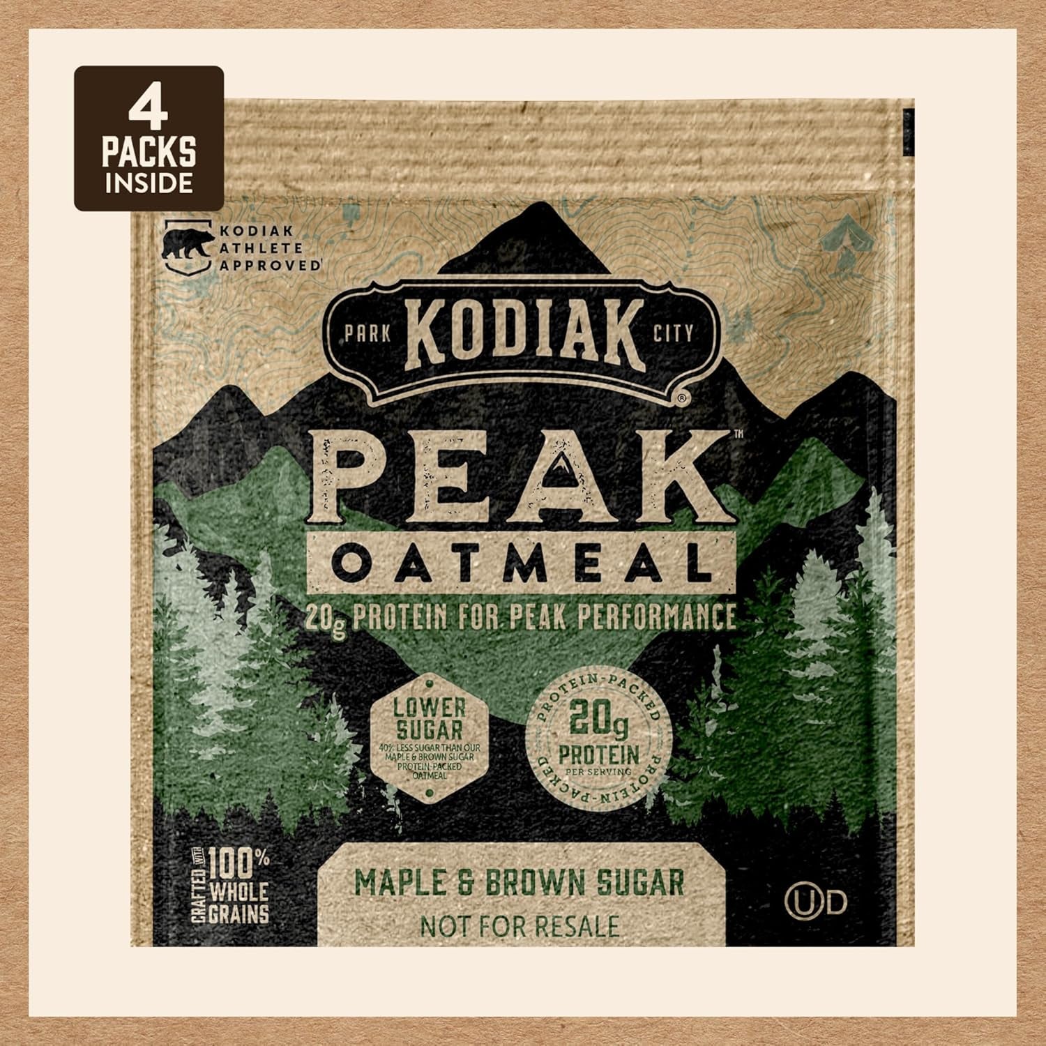 Kodiak Peak Instant Oatmeal Packets, Maple Brown Sugar, High Protein (Total of 24 Packets)