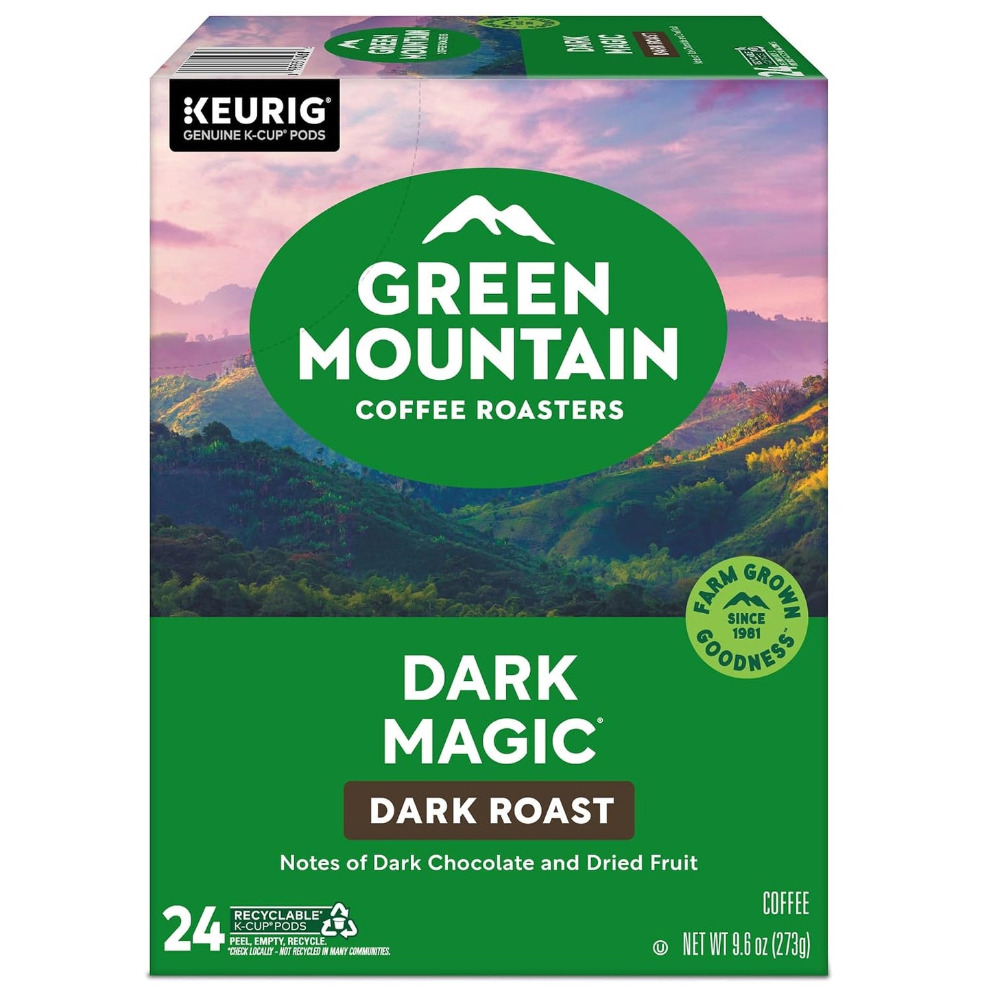 Green Mountain Coffee Roasters Dark Magic, Single-Serve Keurig K-Cup Pods, Dark Roast Coffee Pods, 96 Count