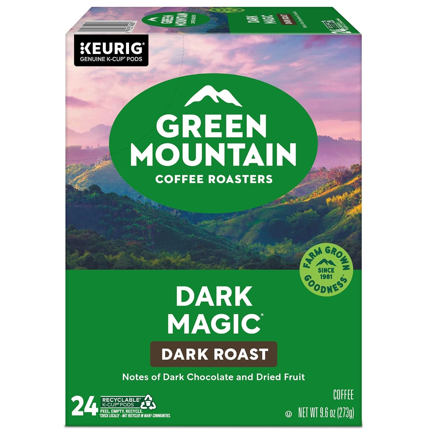 Green Mountain Coffee Roasters Dark Magic, Single-Serve Keurig K-Cup Pods, Dark Roast Coffee Pods, 96 Count