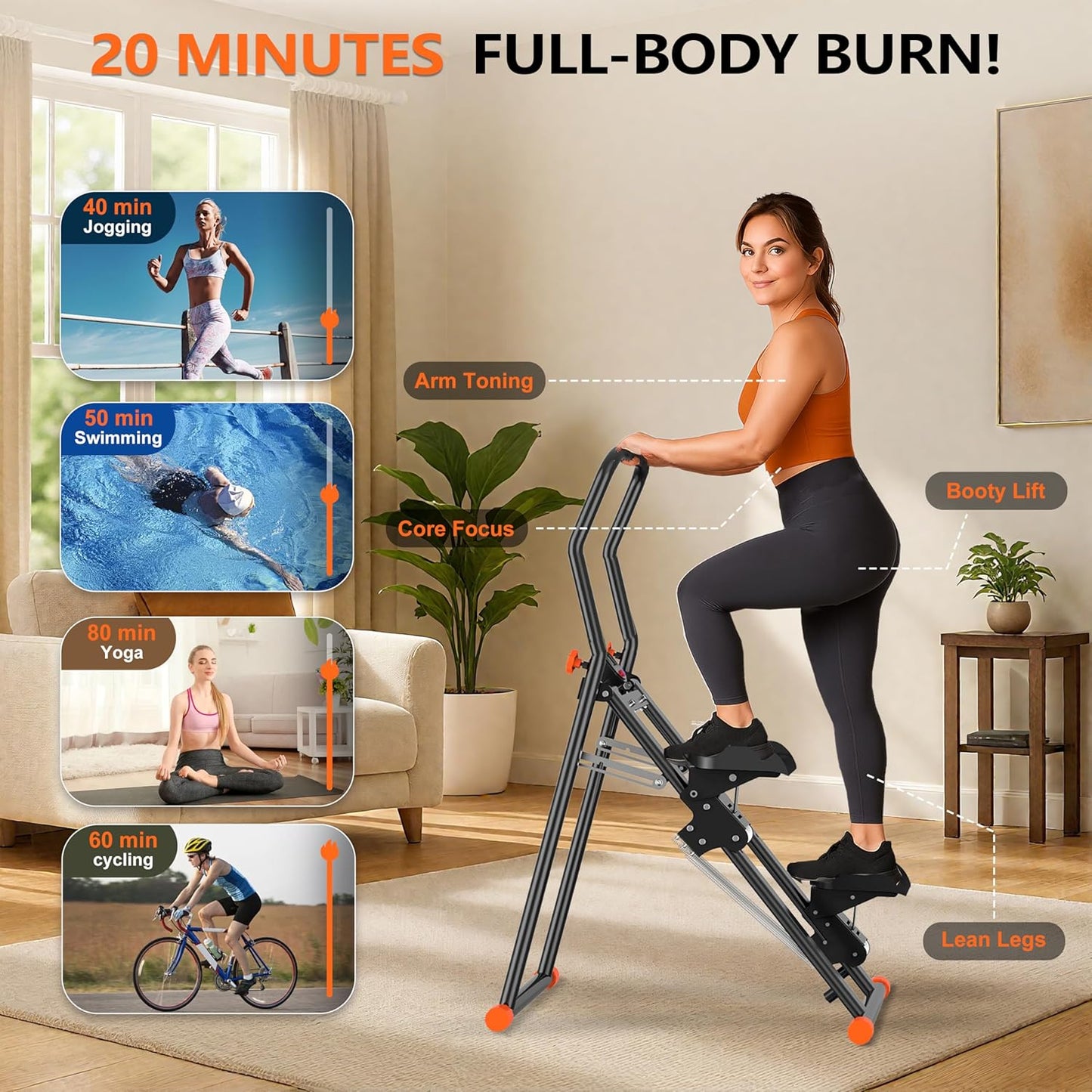 2.0 Stair Climber Machine with 3-Level Adjustable Resistance