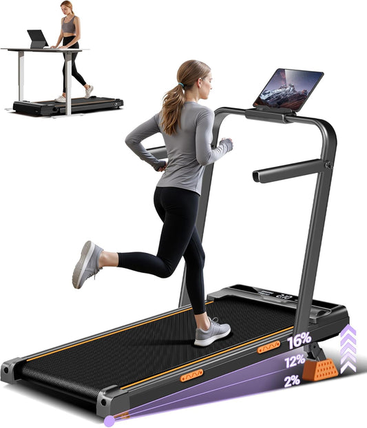CURSOR FITNESS 16% Incline Walking Pad Treadmills for Home