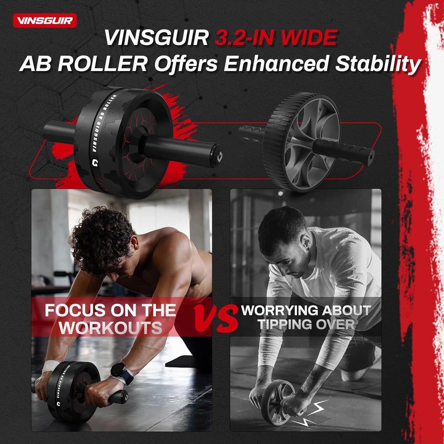 VINSGUIR Ab Roller Wheel, Abs & Core Workout Equipment for Home Gym
