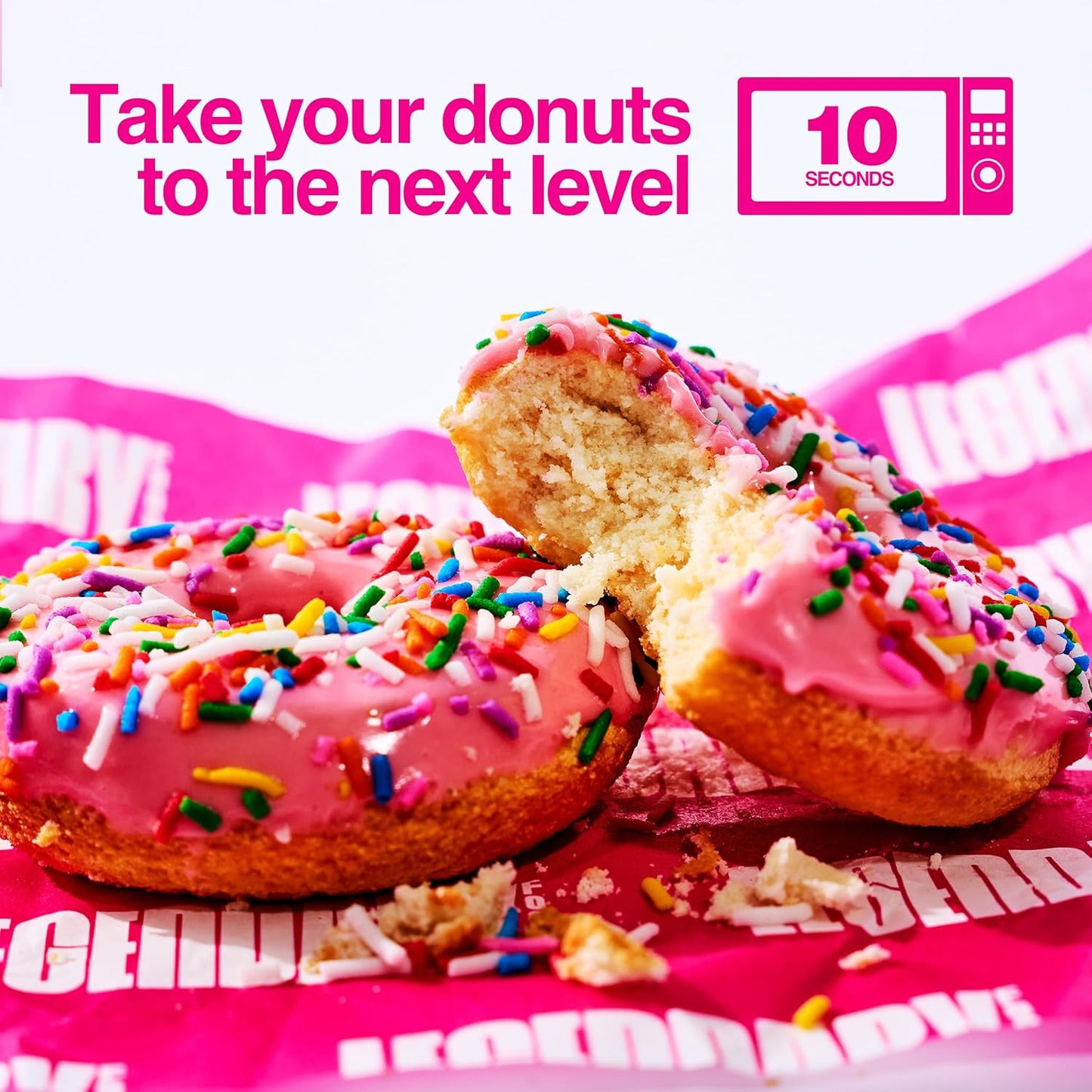 Protein Donuts - 22G Protein, Pink Sprinkle, Zero Sugar Snack - 8 Pack with Two Donuts per Pack