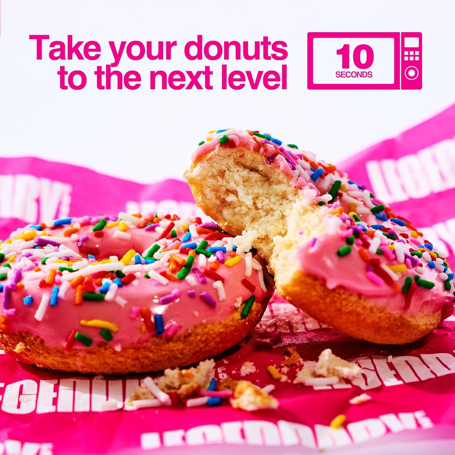 Protein Donuts - 22G Protein, Pink Sprinkle, Zero Sugar Snack - 8 Pack with Two Donuts per Pack