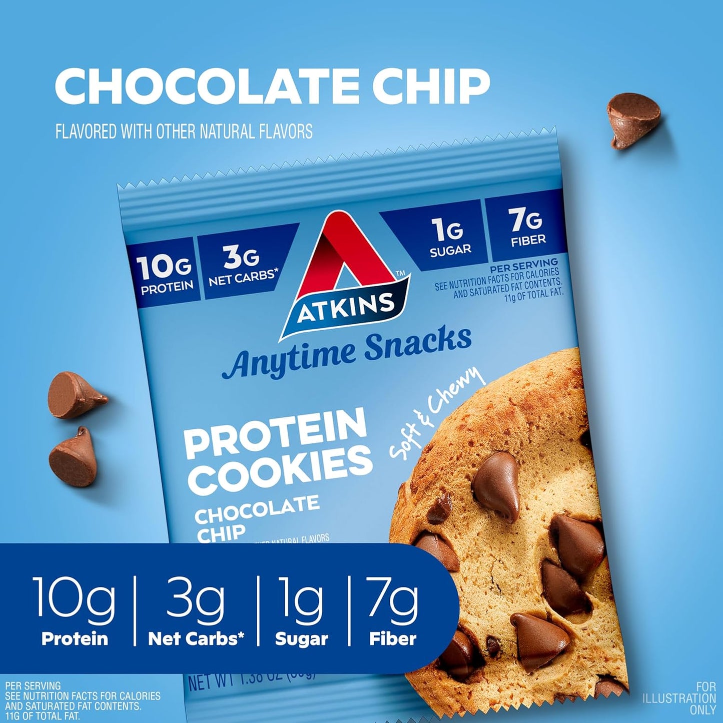 Atkins Chocolate Chip Protein Cookie, 4 Count