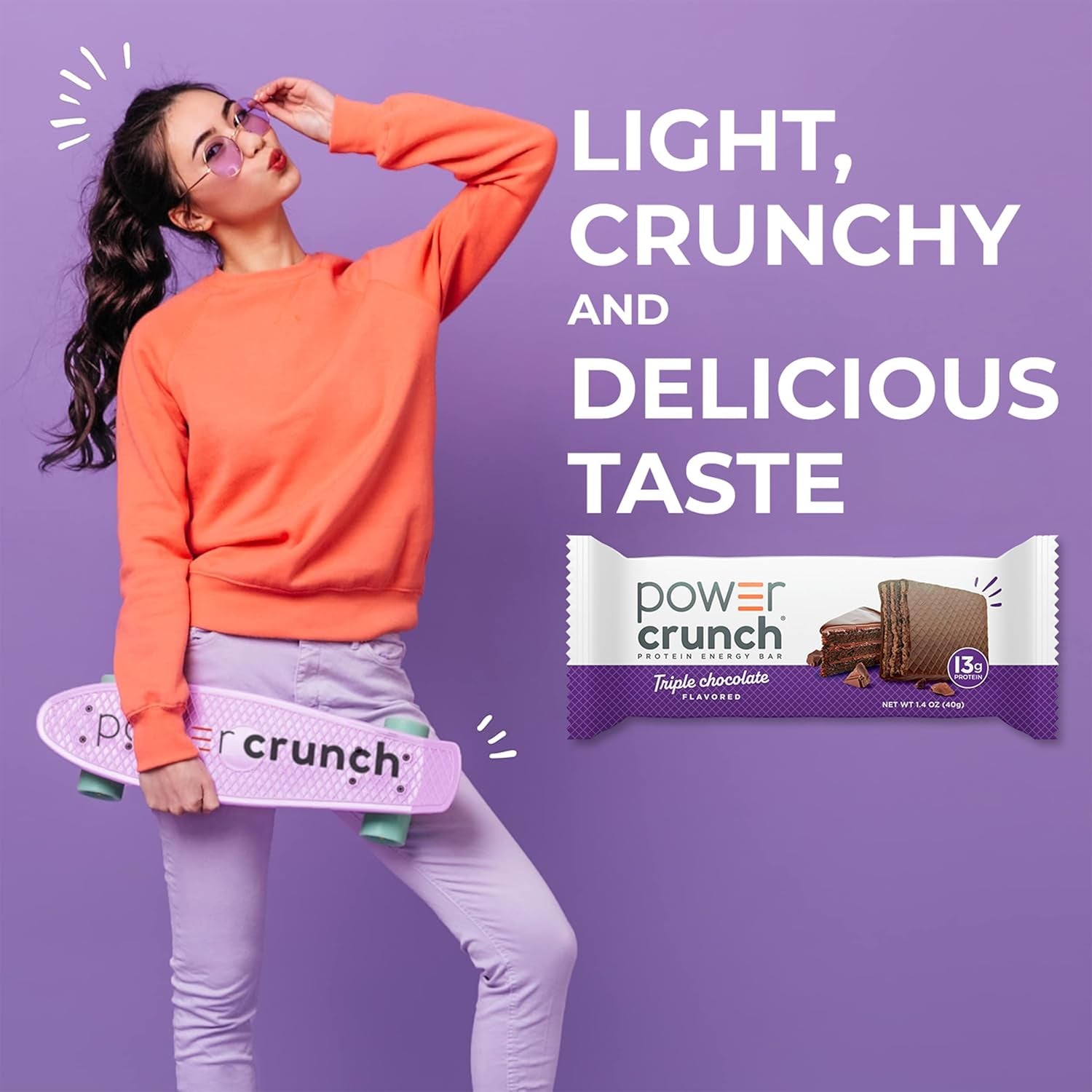 Power Crunch Protein Energy Wafer Bars, Triple Chocolate (12 Count)