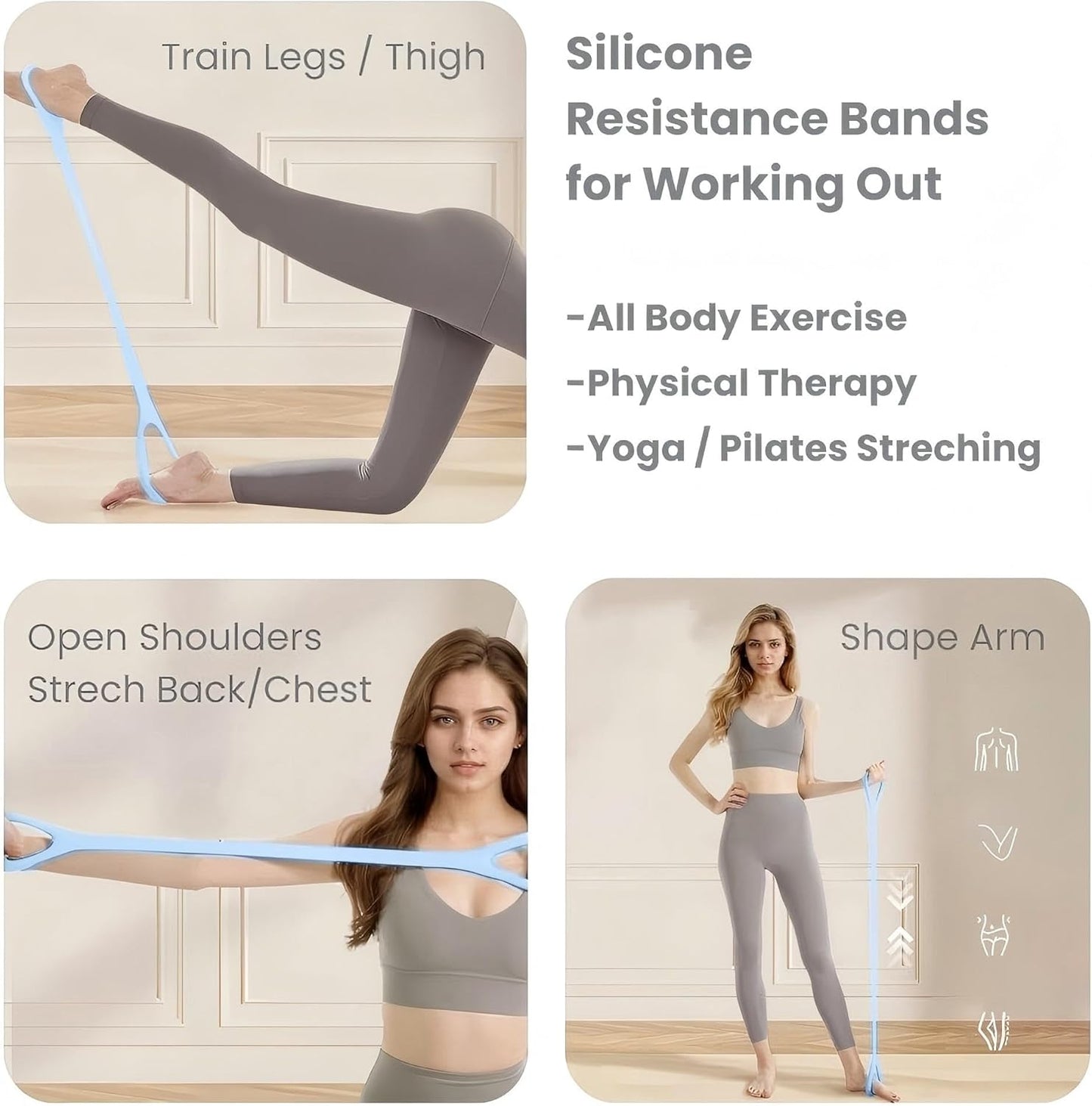 6 Pack Resistance Bands for Pilates and Yoga