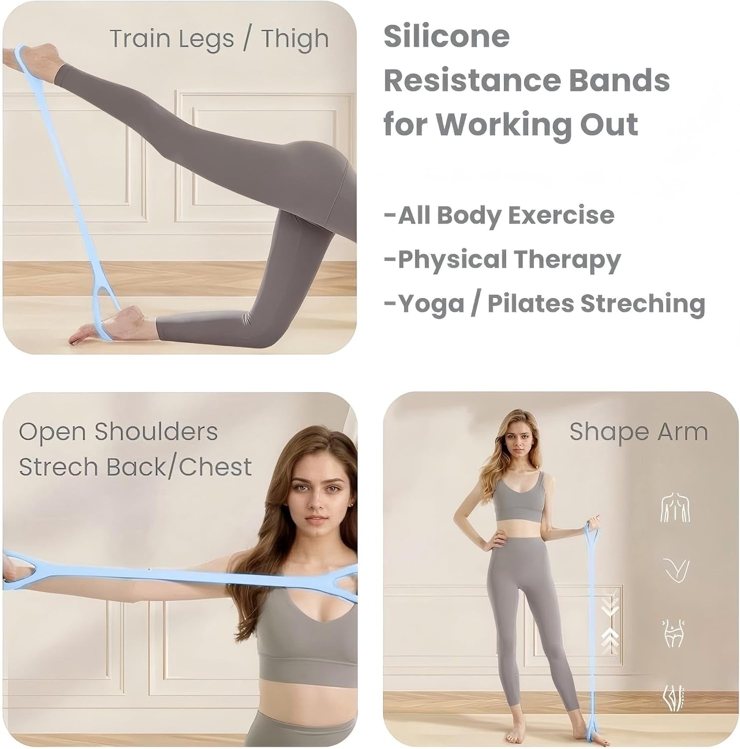 6 Pack Resistance Bands for Pilates and Yoga