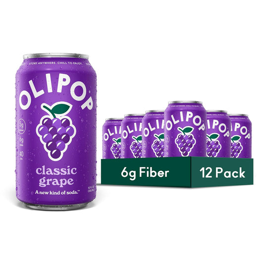 OLIPOP Prebiotic Soda Pop, Classic Grape (12-Cans)