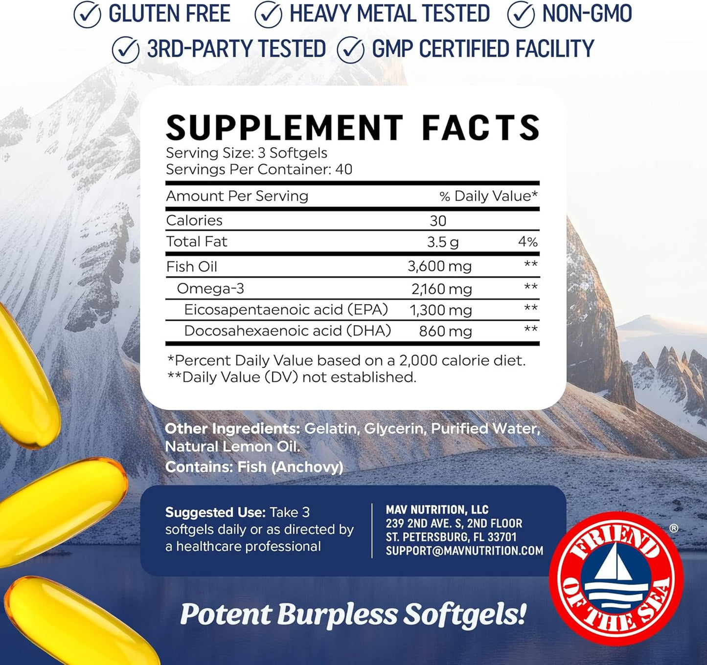 Triple Strength Omega 3 Fish Oil 3600 Mg