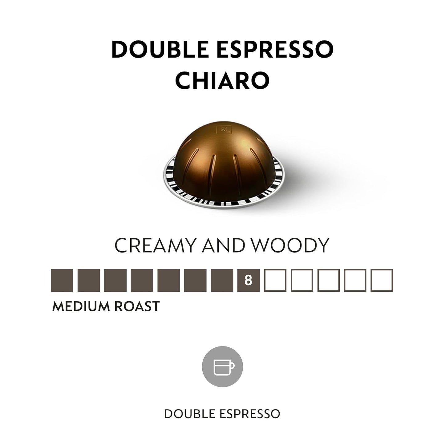 Nespresso Capsules Vertuo, Double Espresso Chiaro, Medium Roast Espresso Coffee, Brews 2.7Oz.