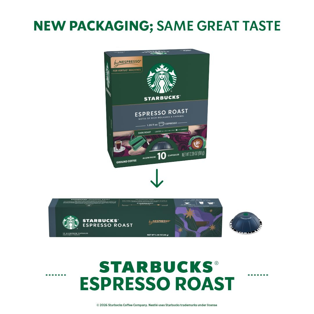 Starbucks by Nespresso Vertuo, Dark Roast Espresso, Brews 1.35 oz.