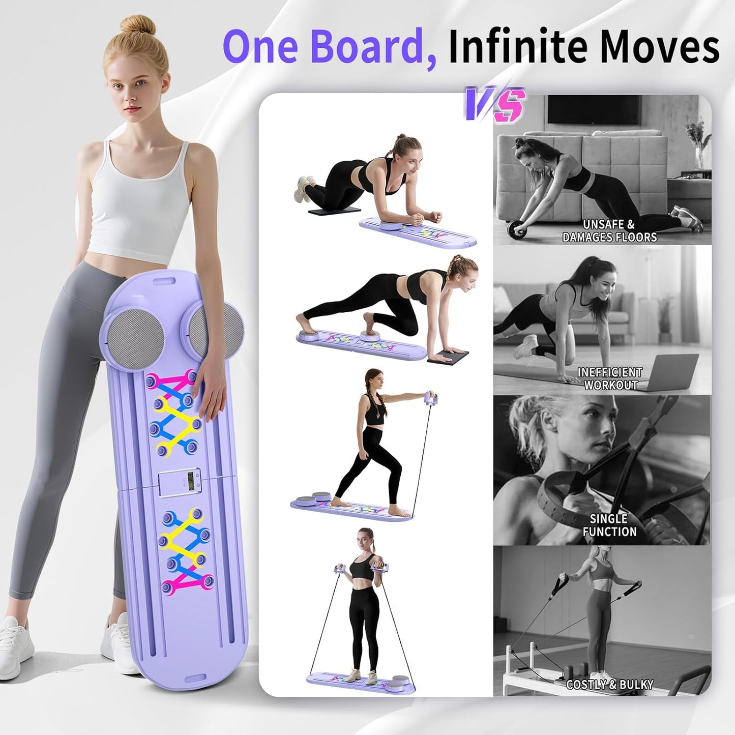 ORWIPO Foldable Pilates Reformer Set for Home Workout