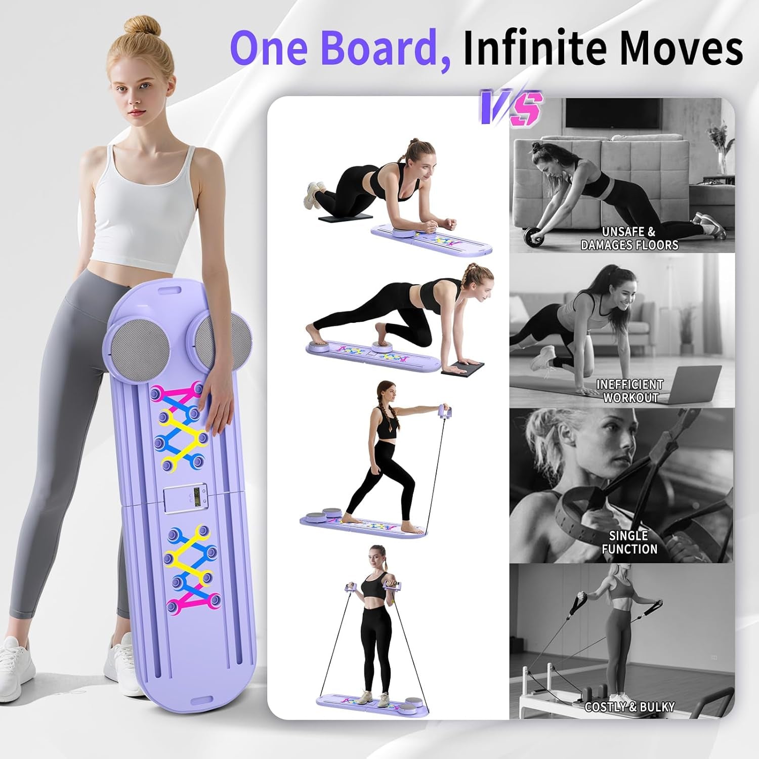 ORWIPO Foldable Pilates Reformer Set for Home Workout