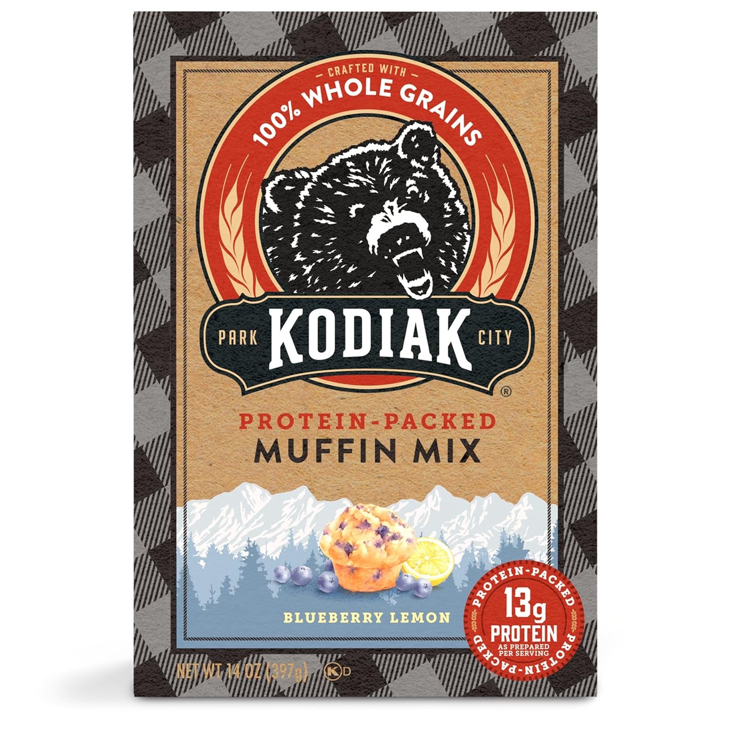 Kodiak Cakes Power Bake, Protein Muffin Mix, Blueberry Lemon (Pack of 6)
