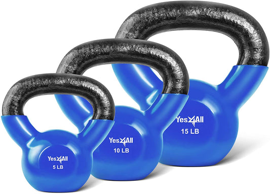 Yes4All Vinyl Coated Kettlebell Cast Iron Sets