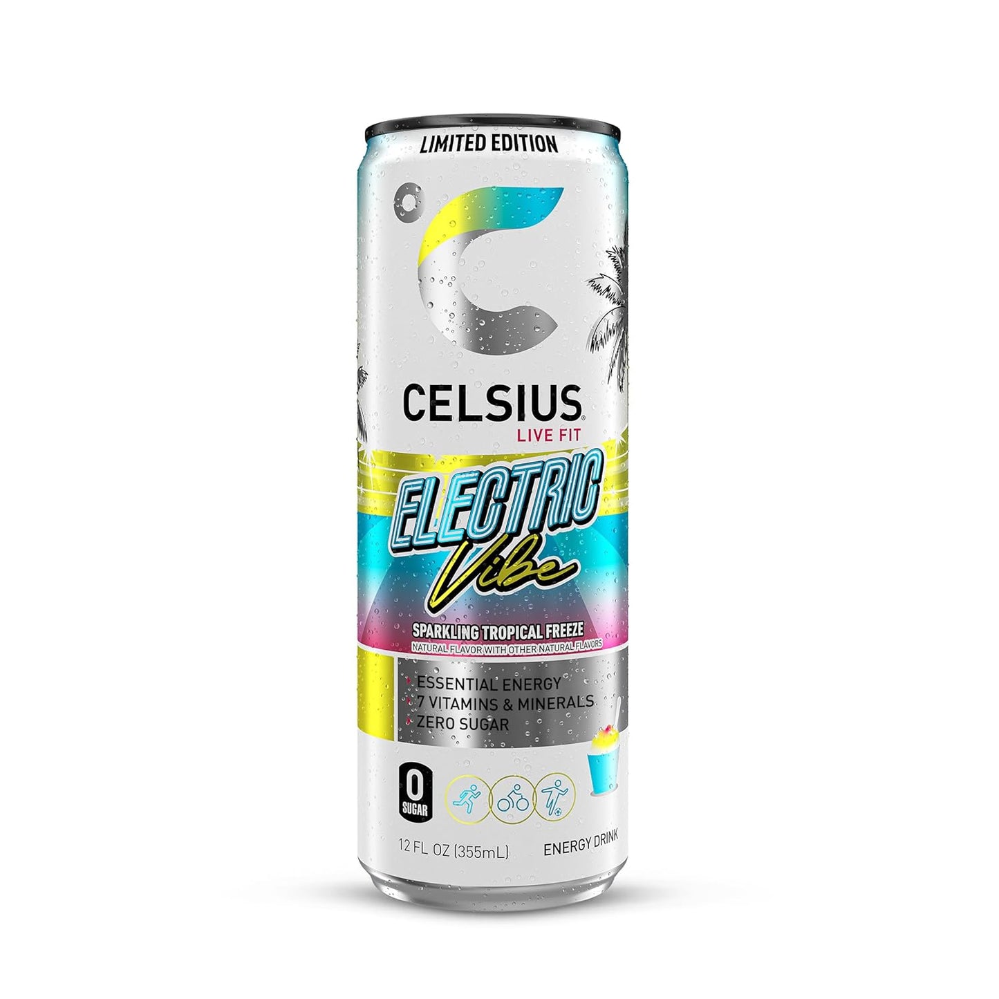 CELSIUS Sparkling Electric Vibe Energy Drink 12 Fl oz (Pack of 12)