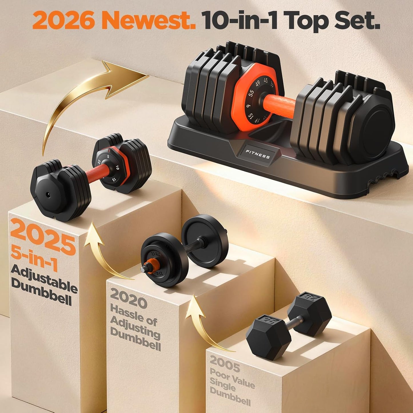 LifeOG Updated Adjustable Dumbbell Set of 2 - 110lbs/55lbs