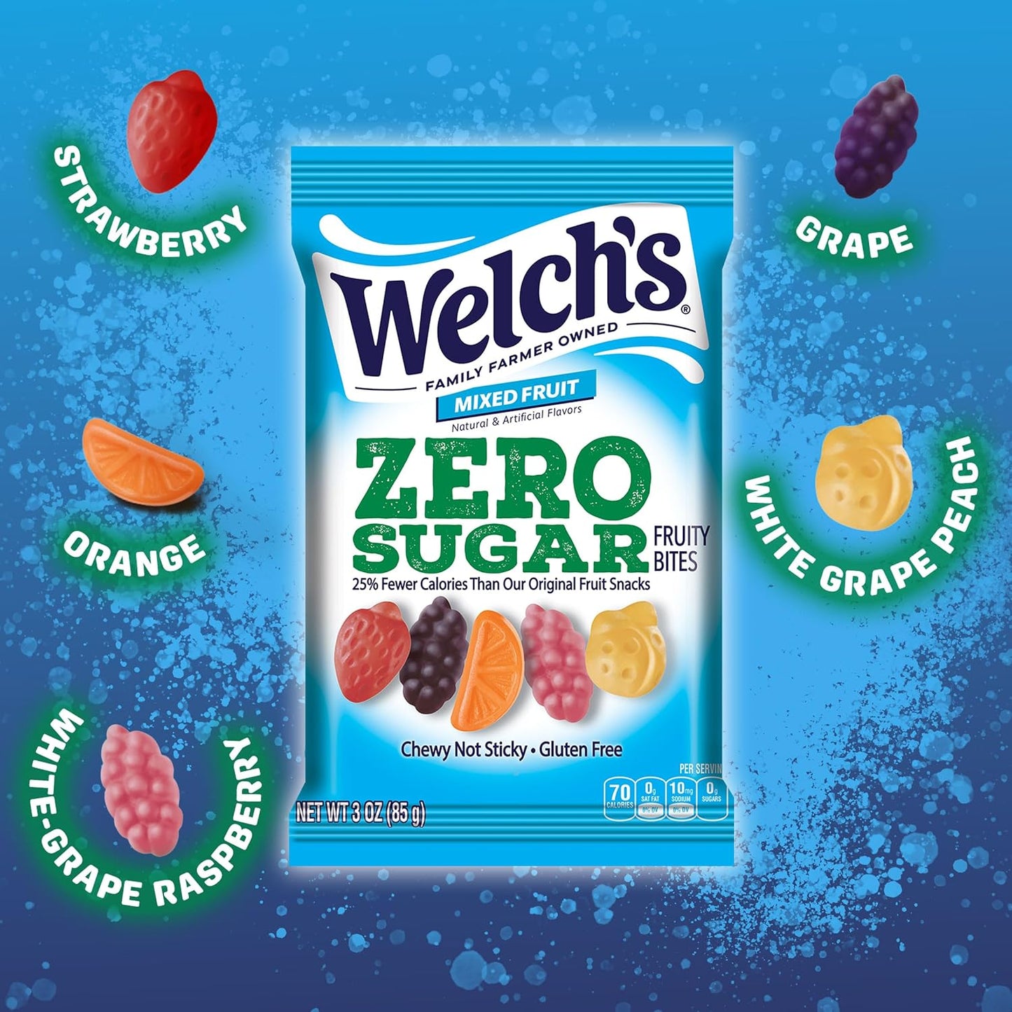 Welch's Zero Sugar Fruity Bites, Mixed Fruit Snack Box, Gluten Free & Sugar Free Snacks (Pack of 6)