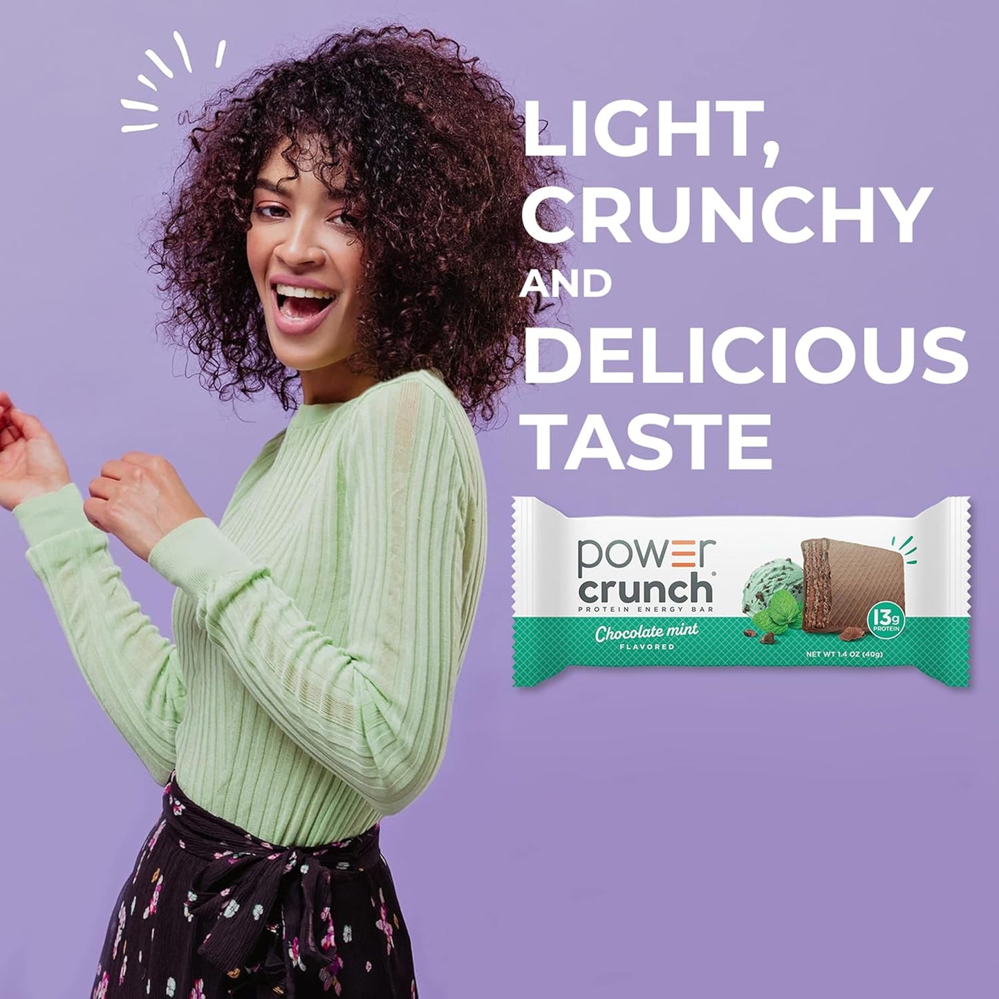 Power Crunch Protein Energy Wafer Bars, Chocolate Mint (12 Count)