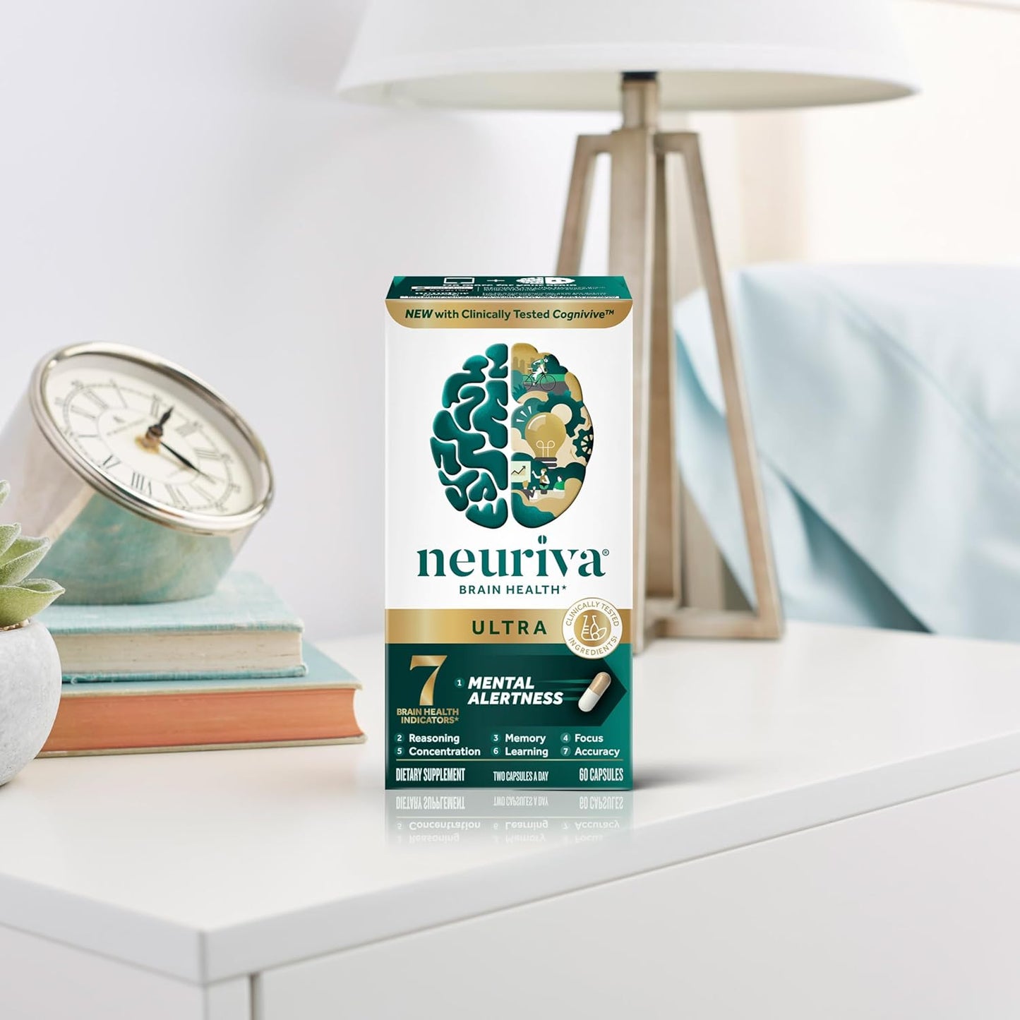 NEURIVA Ultra Decaffeinated Clinically Tested Nootropic Brain Supplement for Mental Alertness