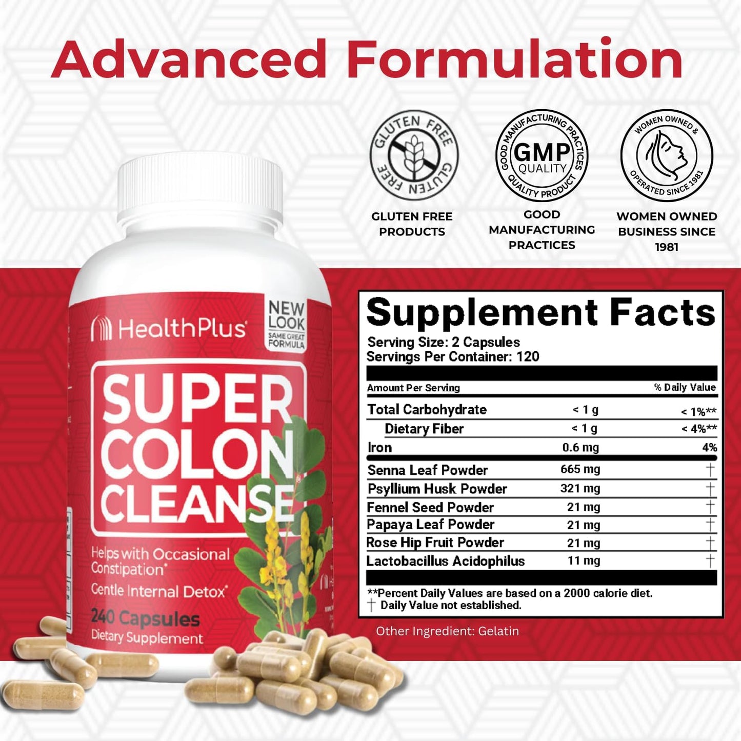 Health Plus Super Colon Cleanse 60 Day Supply of Gentle Gut Cleanse Detox