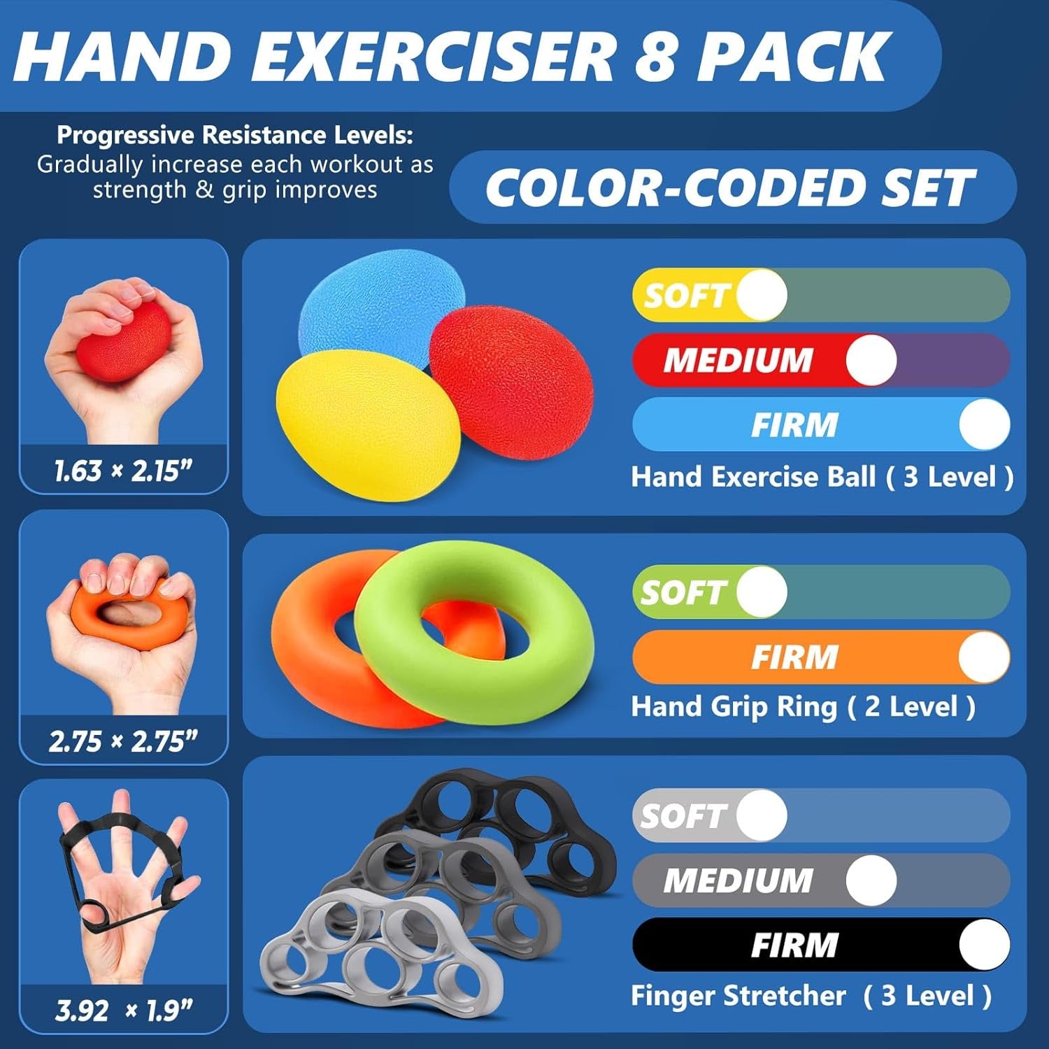 Grip Strength Trainer (8 Pack)