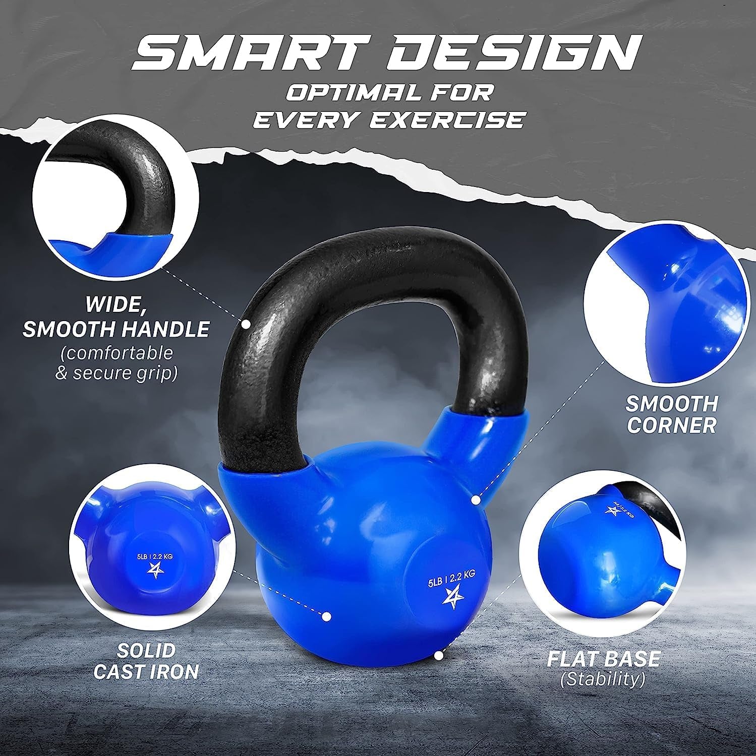 5 Pound Vinyl Coated Cast Iron Kettlebell