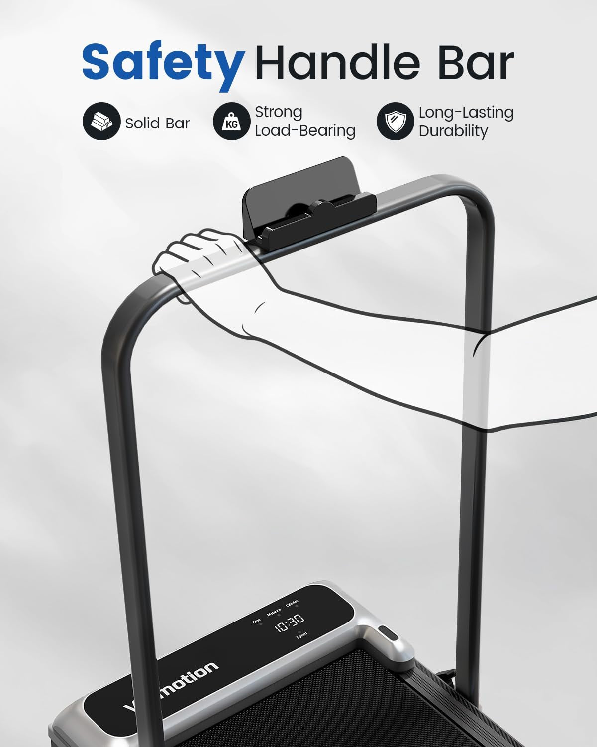 Viamotion Walking Pad Treadmill with Handlebar and Adjustable Incline