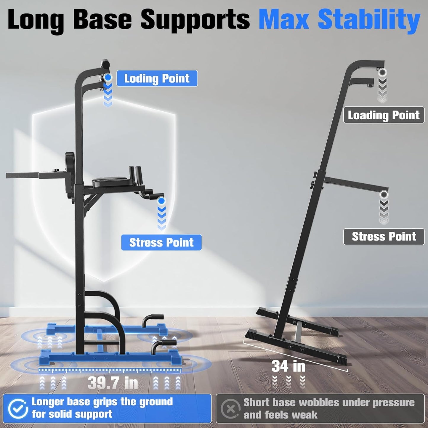 450LBS Stable Pull up Dip Station for Home Gym