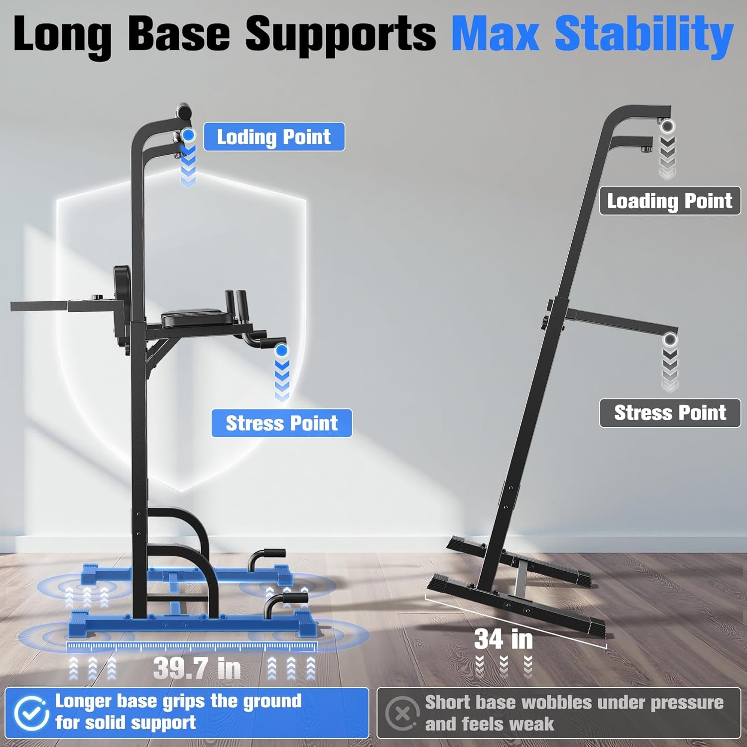 450LBS Stable Pull up Dip Station for Home Gym