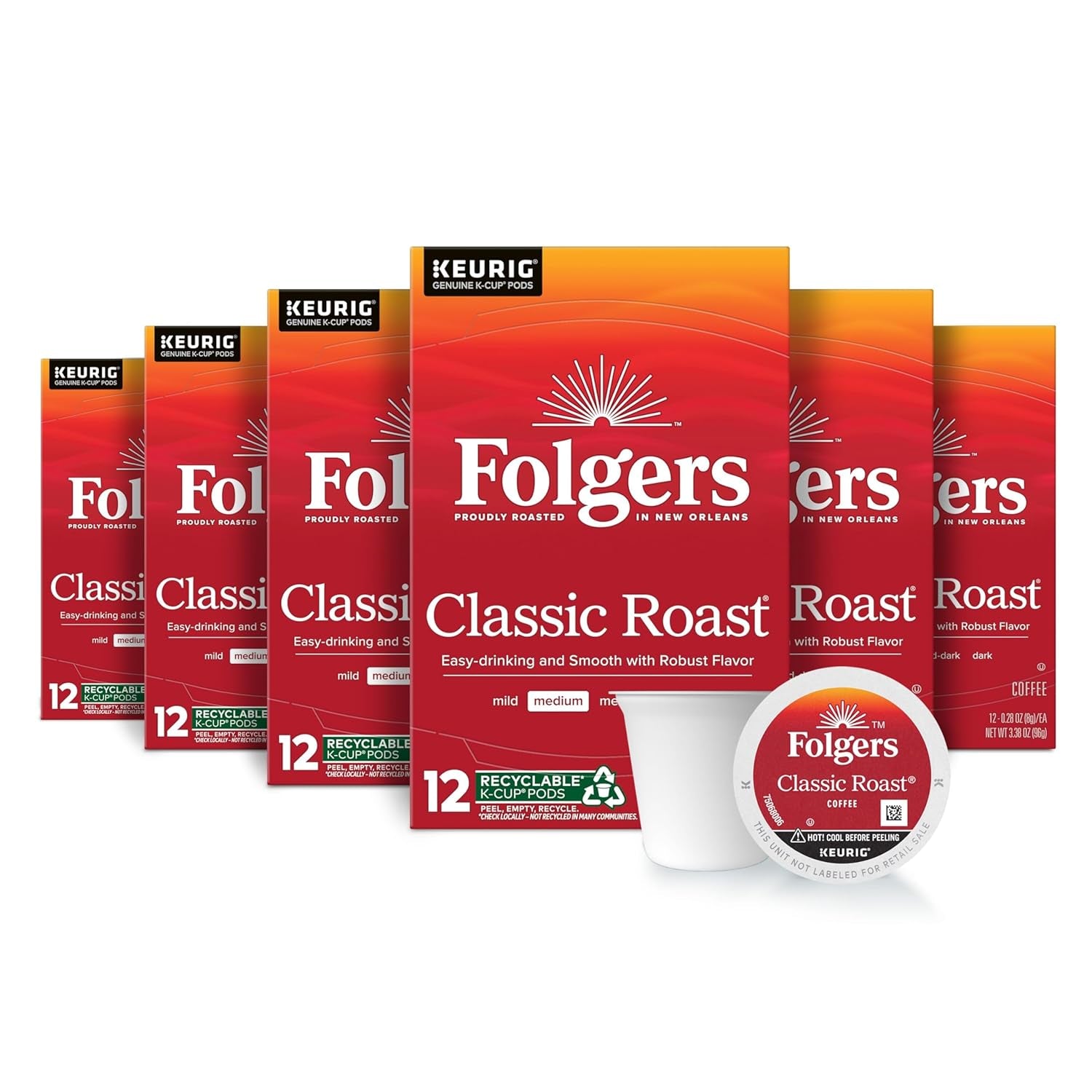Folgers Classic Roast, Medium Roast Coffee, Keurig K-Cup Pods