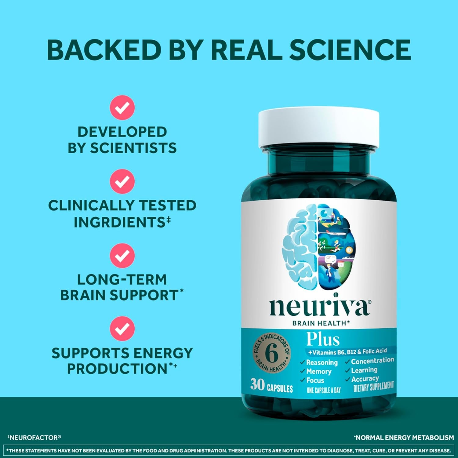 NEURIVA Plus Brain Supplement for Memory, Focus & Concentration + Cognitive Function