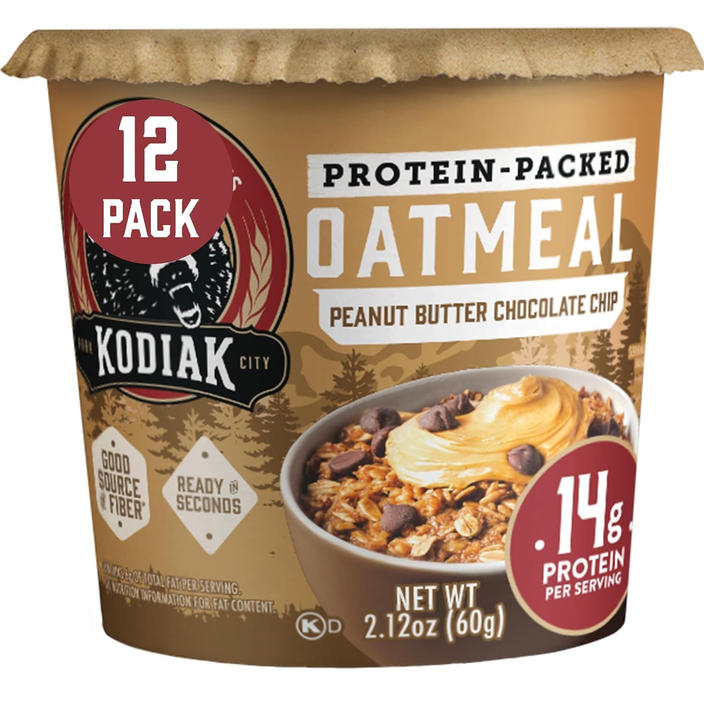 Kodiak Cakes Instant Oatmeal Cups, Peanut Butter Chocolate Chip (12 Cups)
