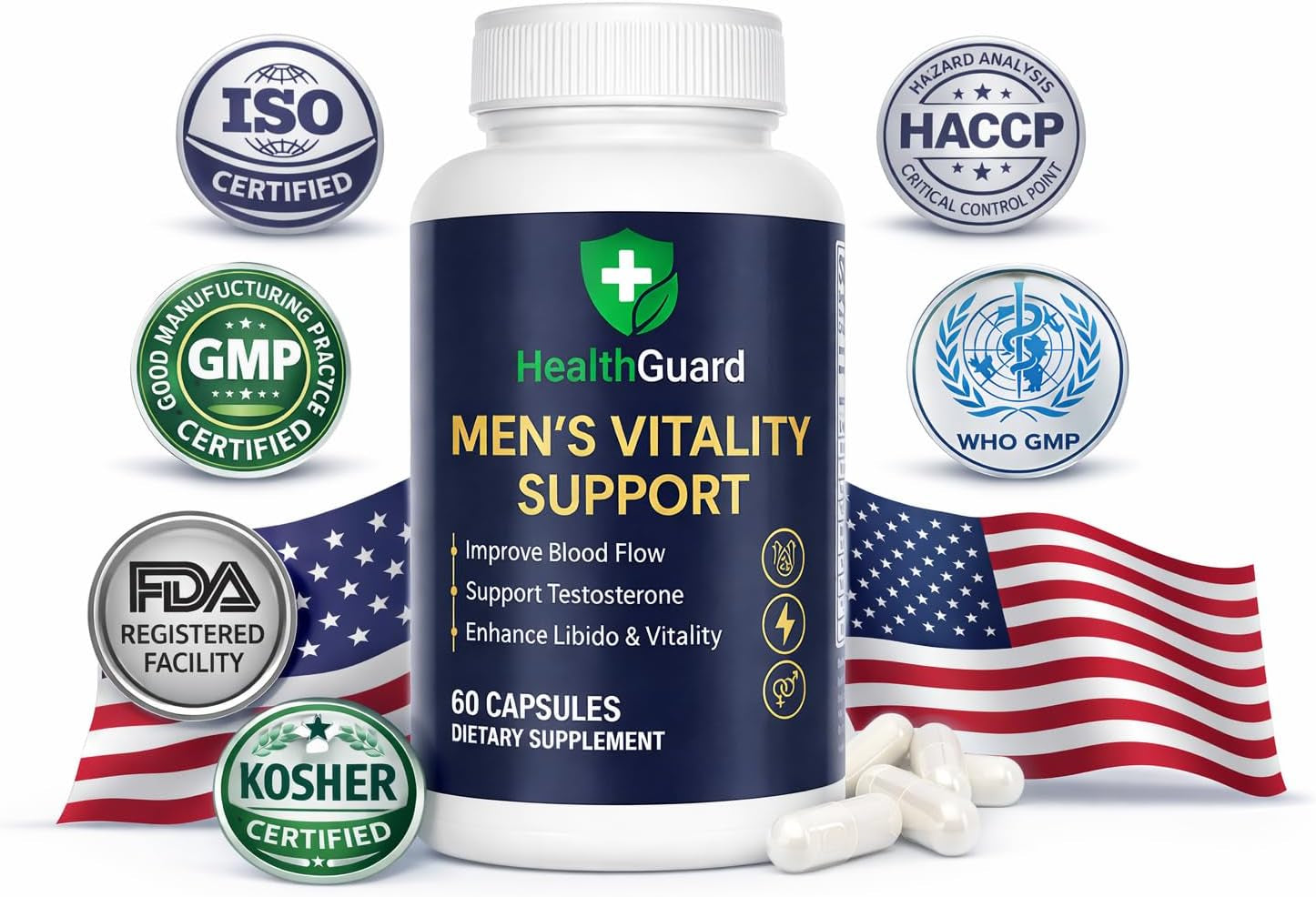 Healthguard Men’s Vitality Support – Horny Goat Weed, Maca, Fenugreek & L-Arginine