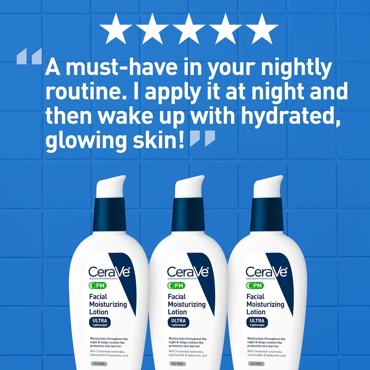 CeraVe PM Facial Moisturizing Lotion, Night Cream with Hyaluronic Acid